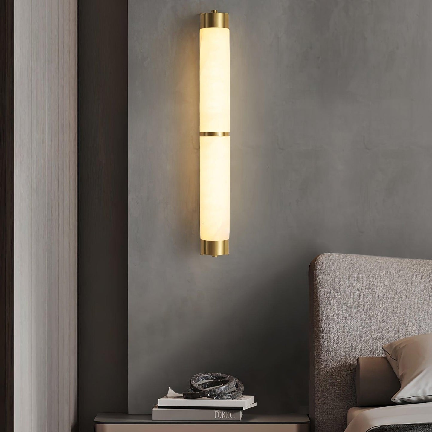 Cylindra Alabaster Brass Wall Light - YIOSI