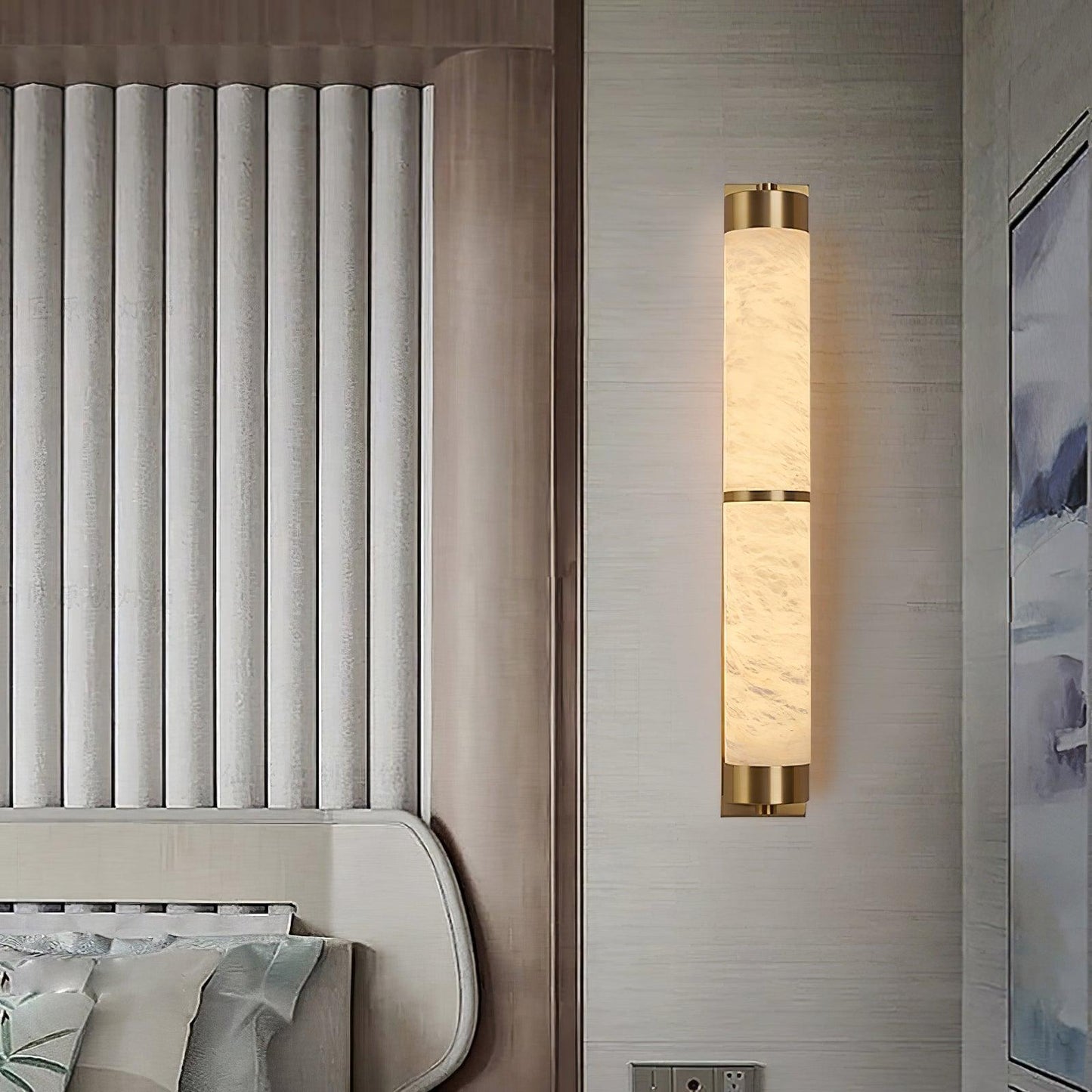 Cylindra Alabaster Brass Wall Light - YIOSI