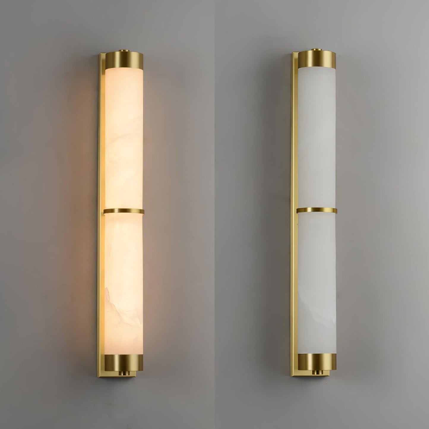 Cylindra Alabaster Brass Wall Light - YIOSI