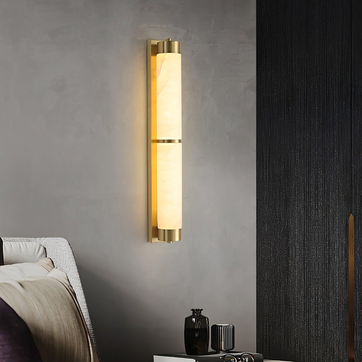 Cylindra Alabaster Brass Wall Light - YIOSI