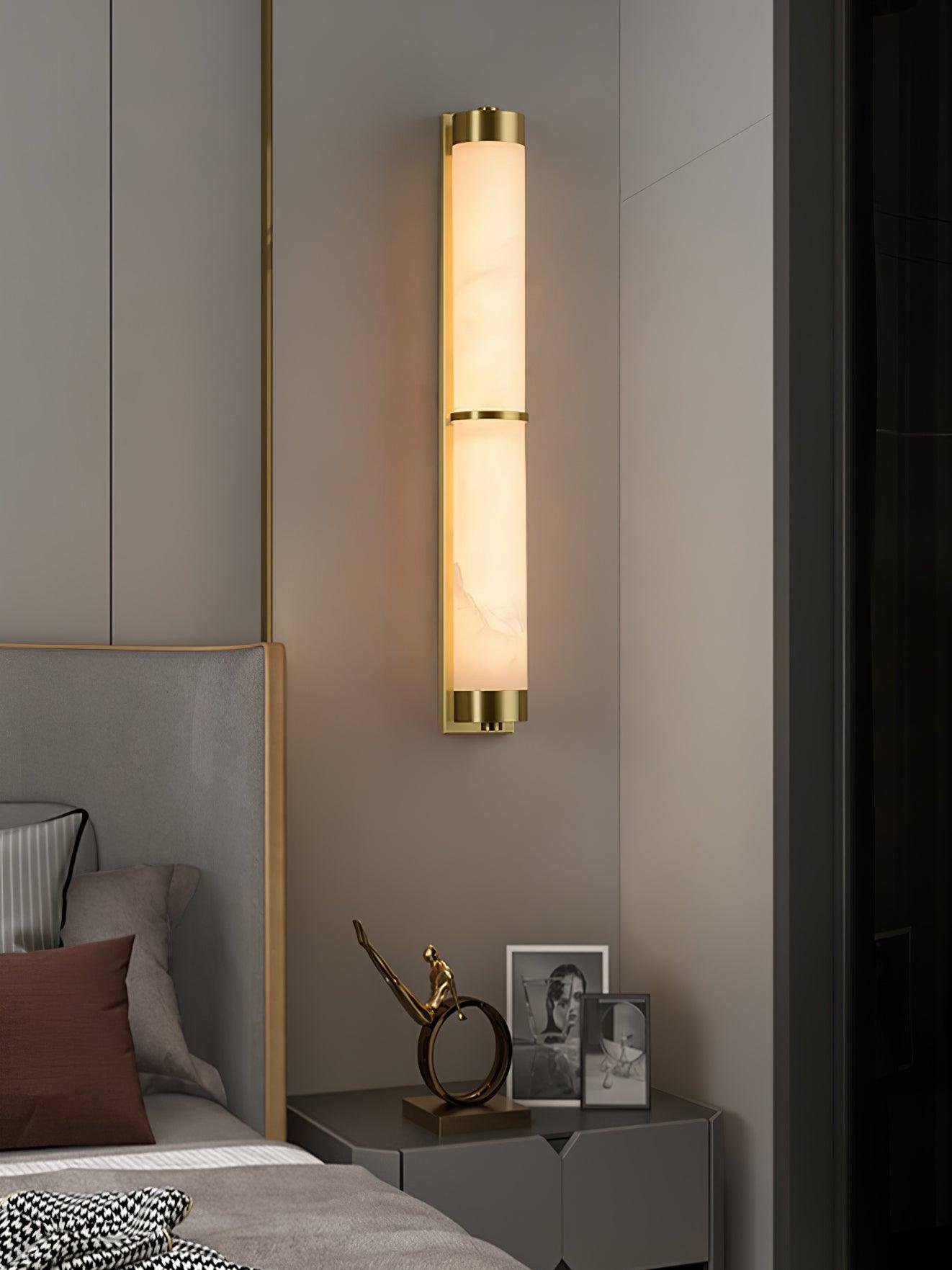 Cylindra Alabaster Brass Wall Light - YIOSI