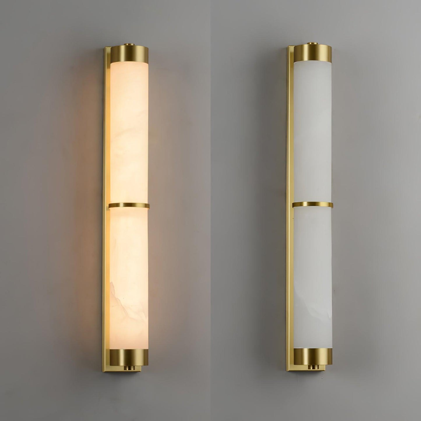 Cylindra Alabaster Brass Wall Light - YIOSI