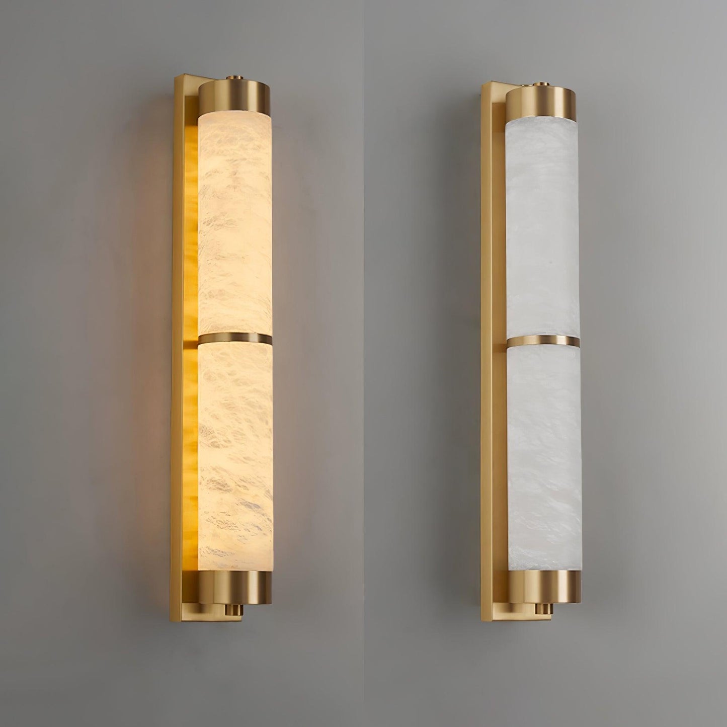 Cylindra Alabaster Brass Wall Light - YIOSI