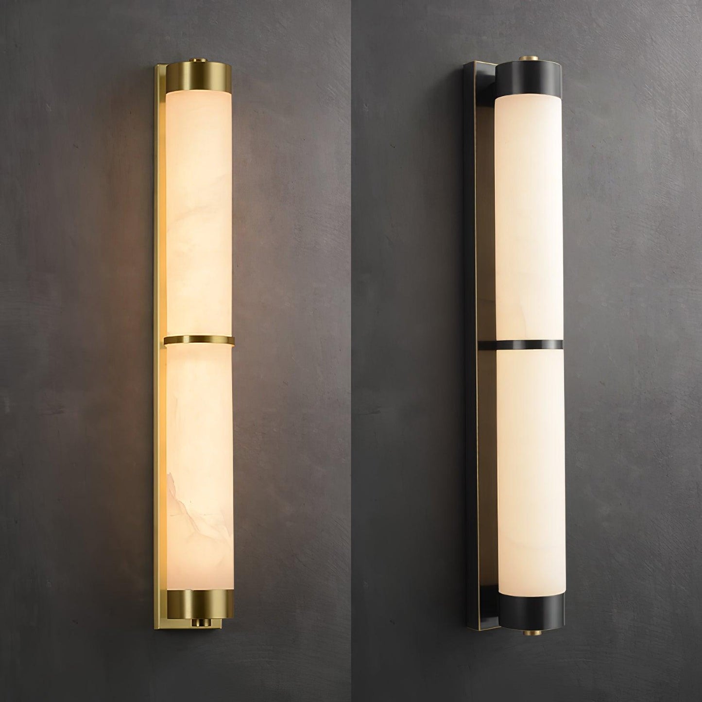 Cylindra Alabaster Brass Wall Light - YIOSI