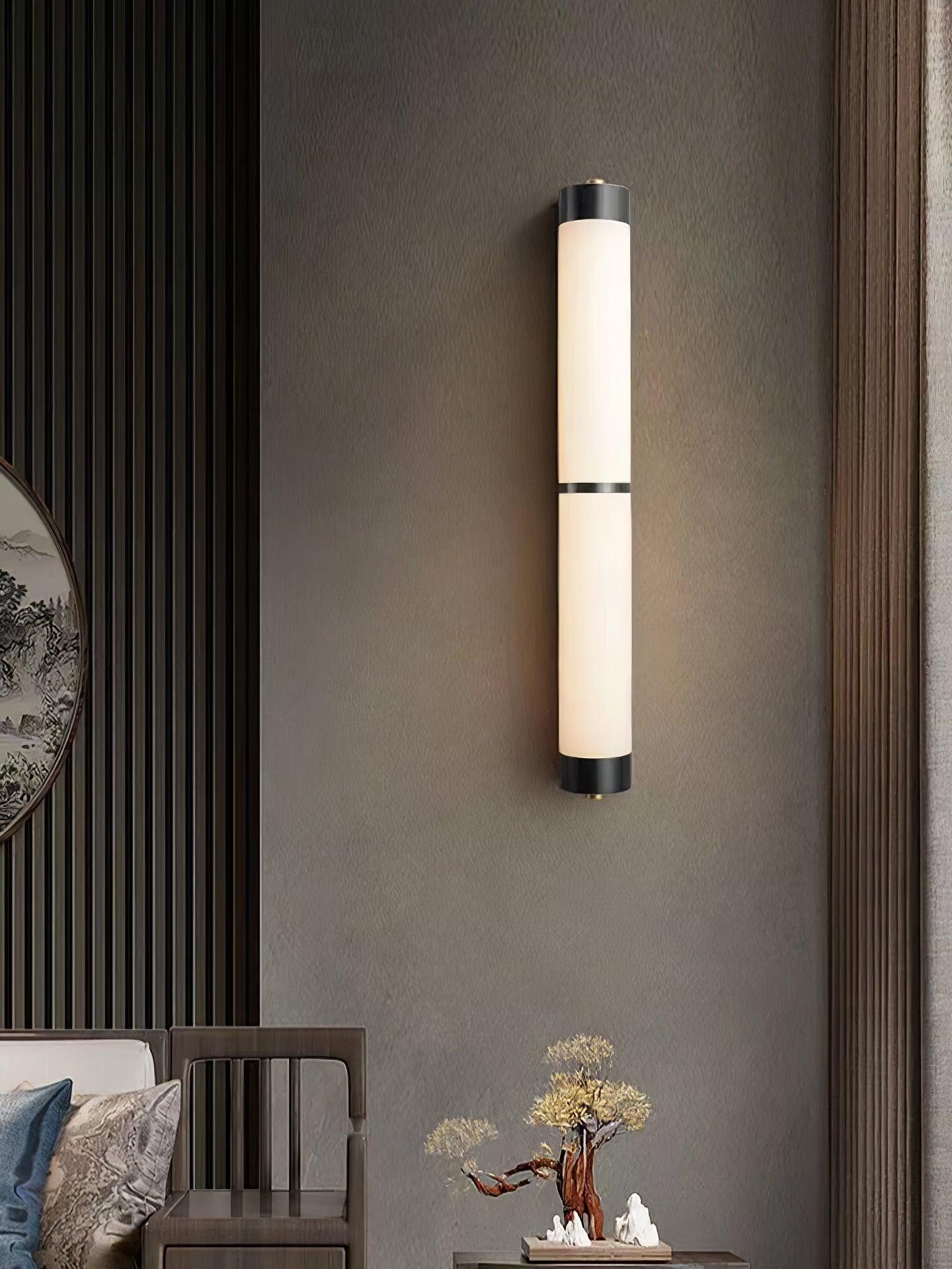 Cylindra Alabaster Brass Wall Light - YIOSI
