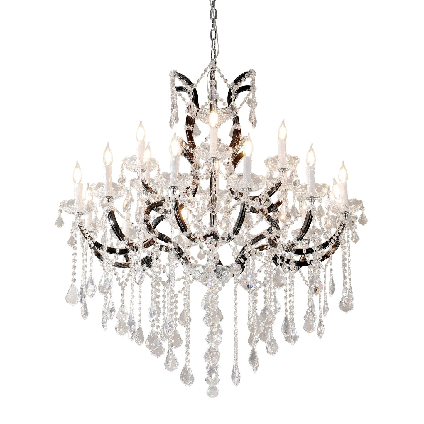 Modern Large Crystal Chandeliers Black / 18 Light