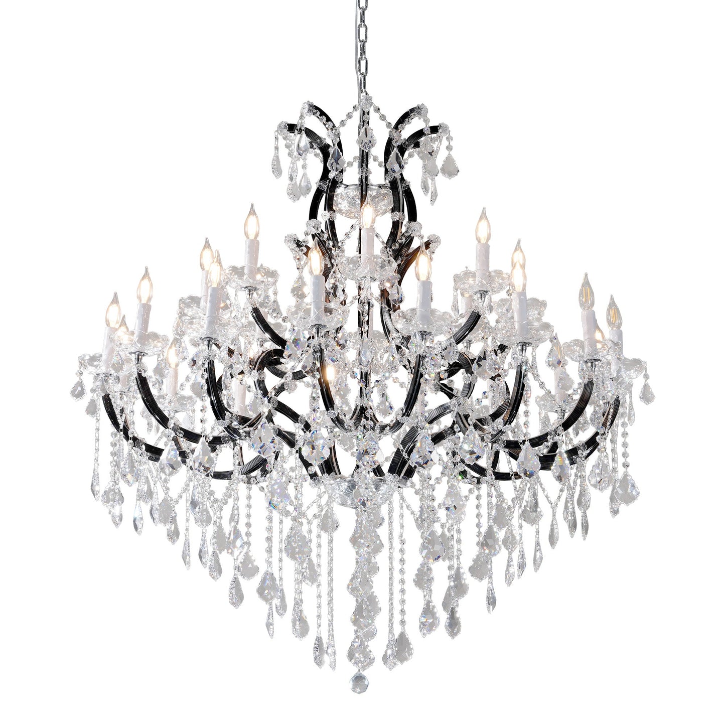Modern Large Crystal Chandeliers Black / 24 Light