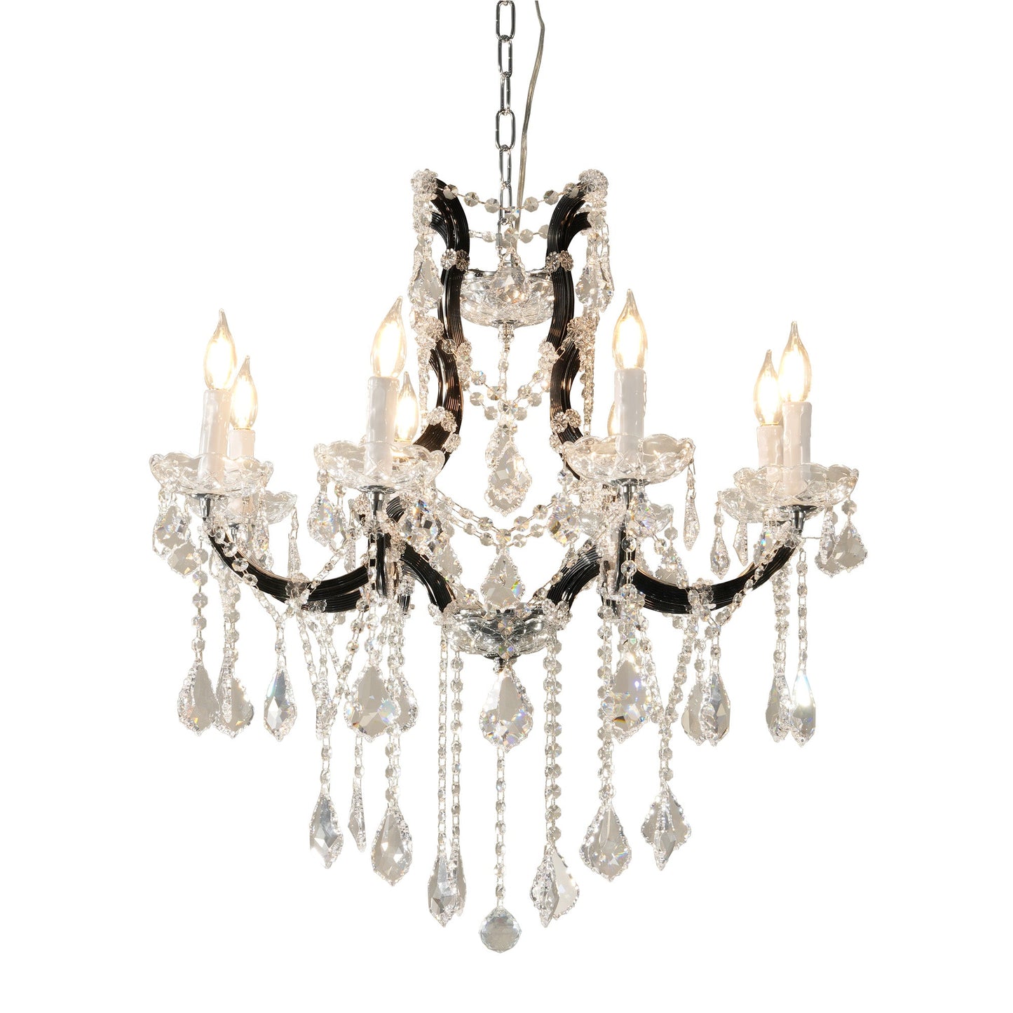 Modern Large Crystal Chandeliers Black / 8 Light