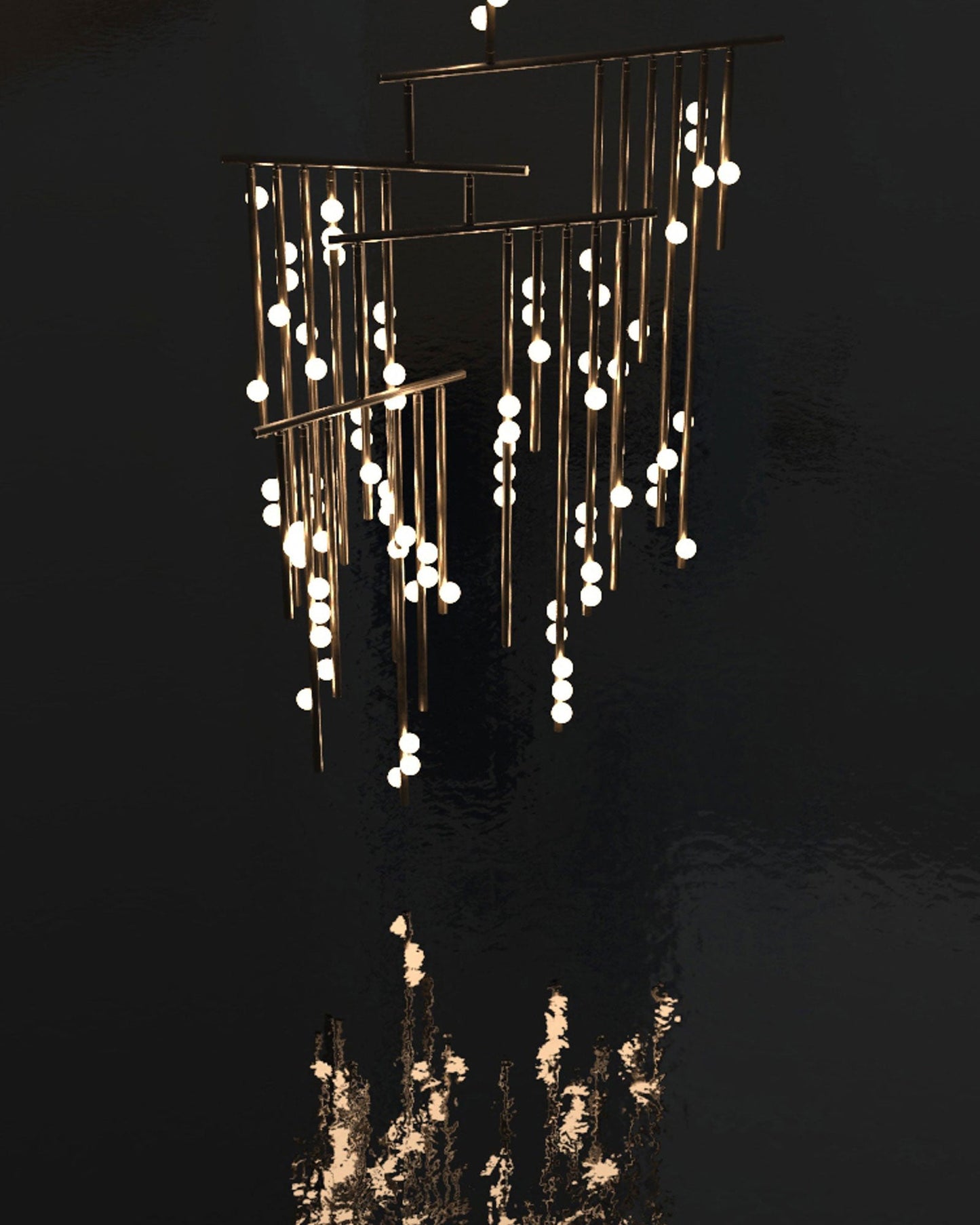 Brass Glass Drop Chandelier - YIOSI
