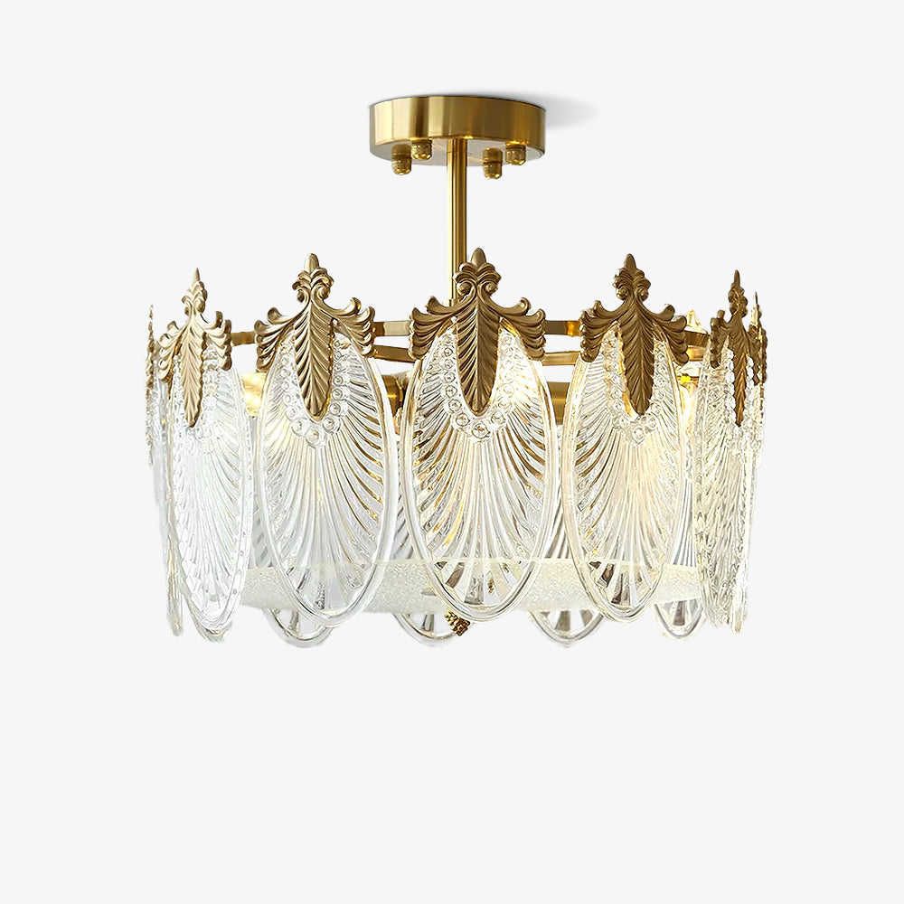 Decorative Pattern Glass Round Chandelier - YIOSI