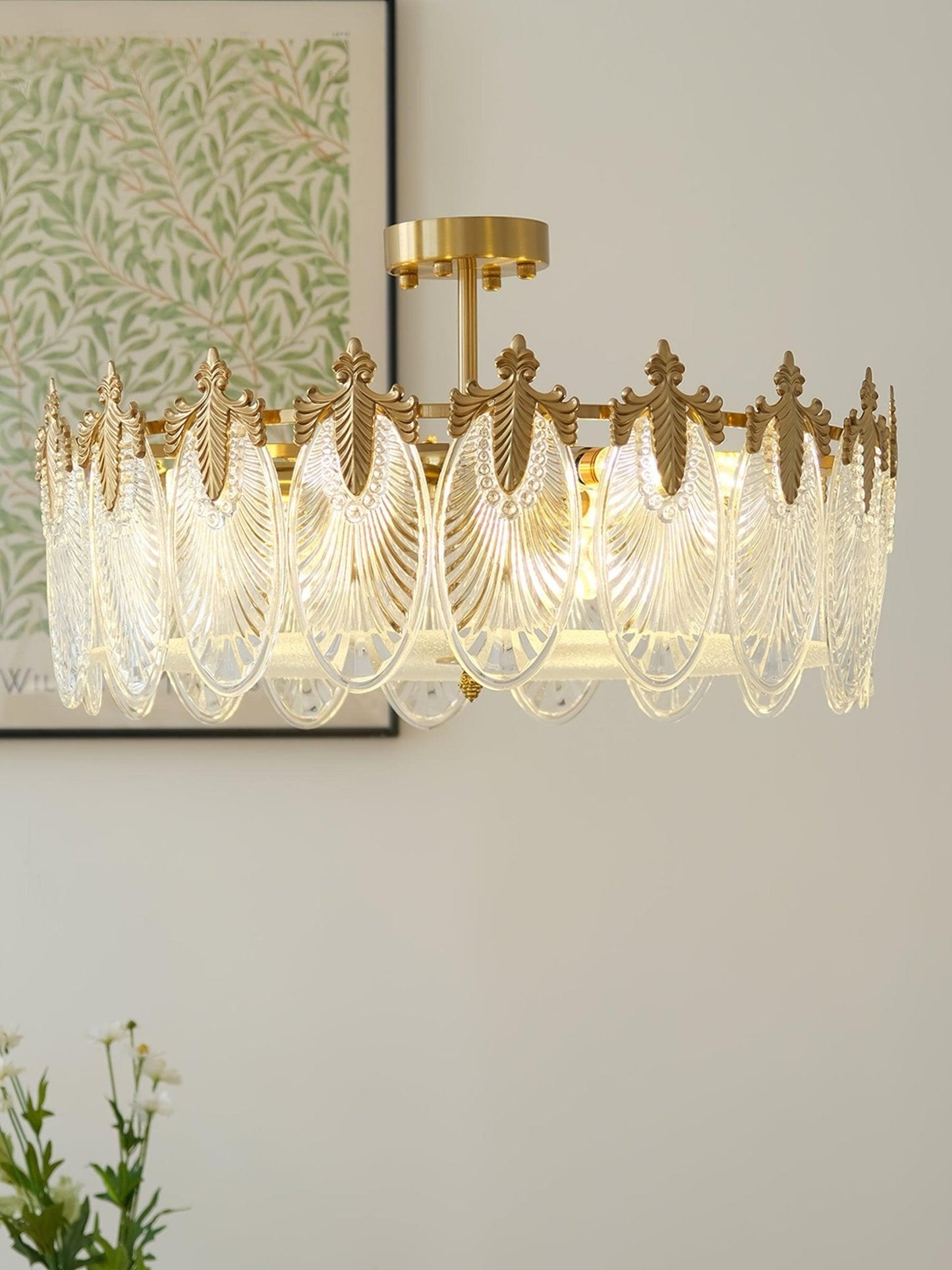 Decorative Pattern Glass Round Chandelier - YIOSI