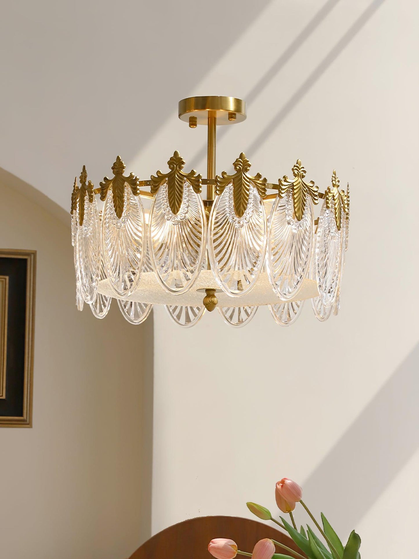 Decorative Pattern Glass Round Chandelier - YIOSI