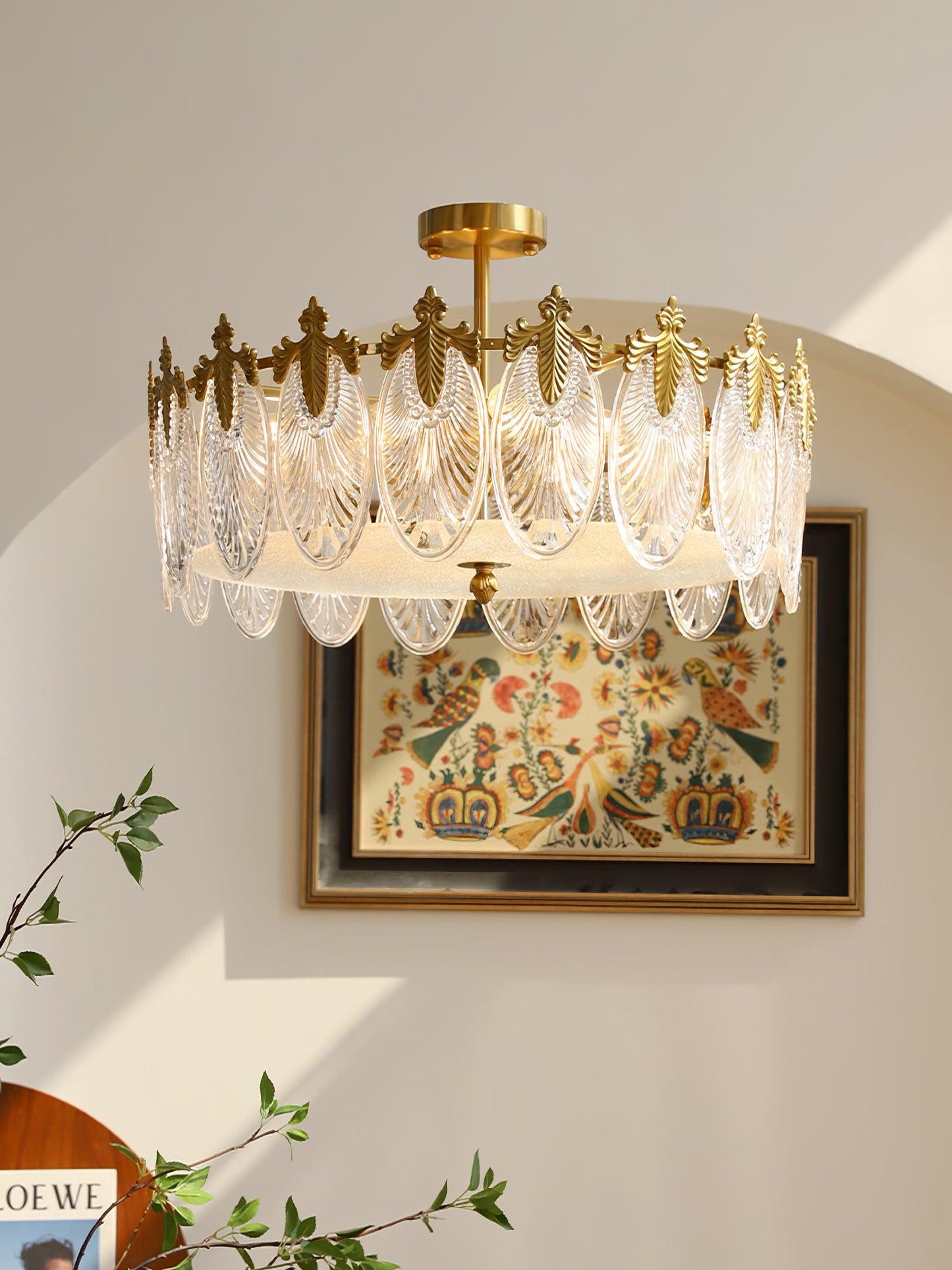Decorative Pattern Glass Round Chandelier - YIOSI