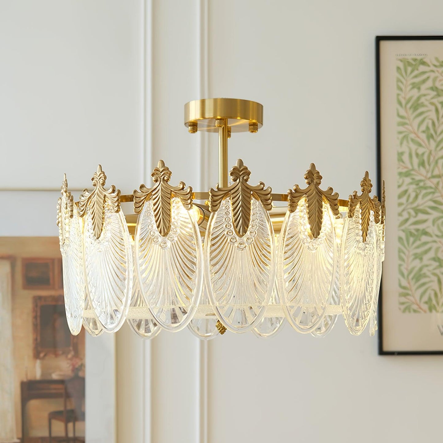 Decorative Pattern Glass Round Chandelier - YIOSI