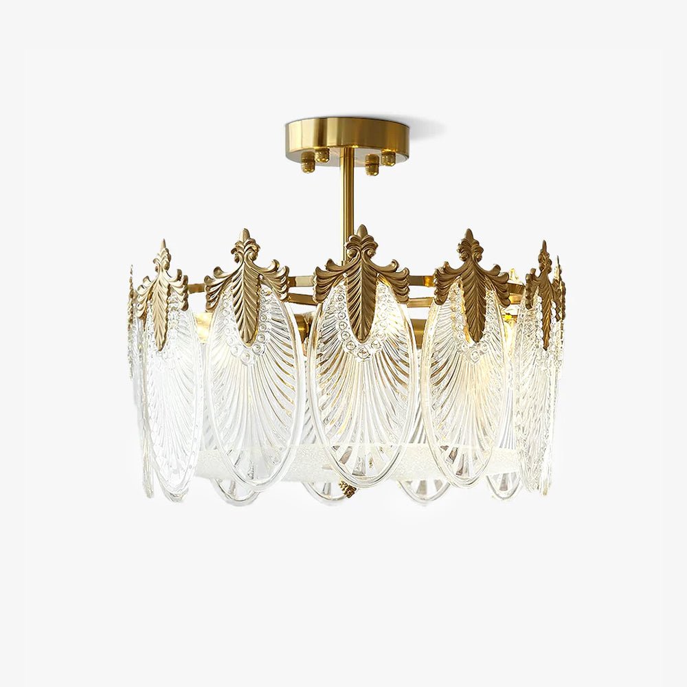Decorative Pattern Glass Round Chandelier - YIOSI