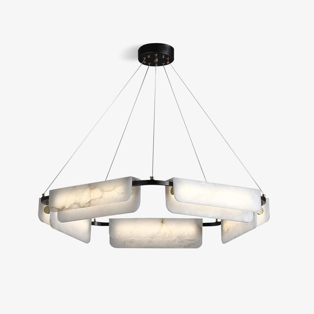 Delia Black & White Alabaster Chandelier with Integrated LED