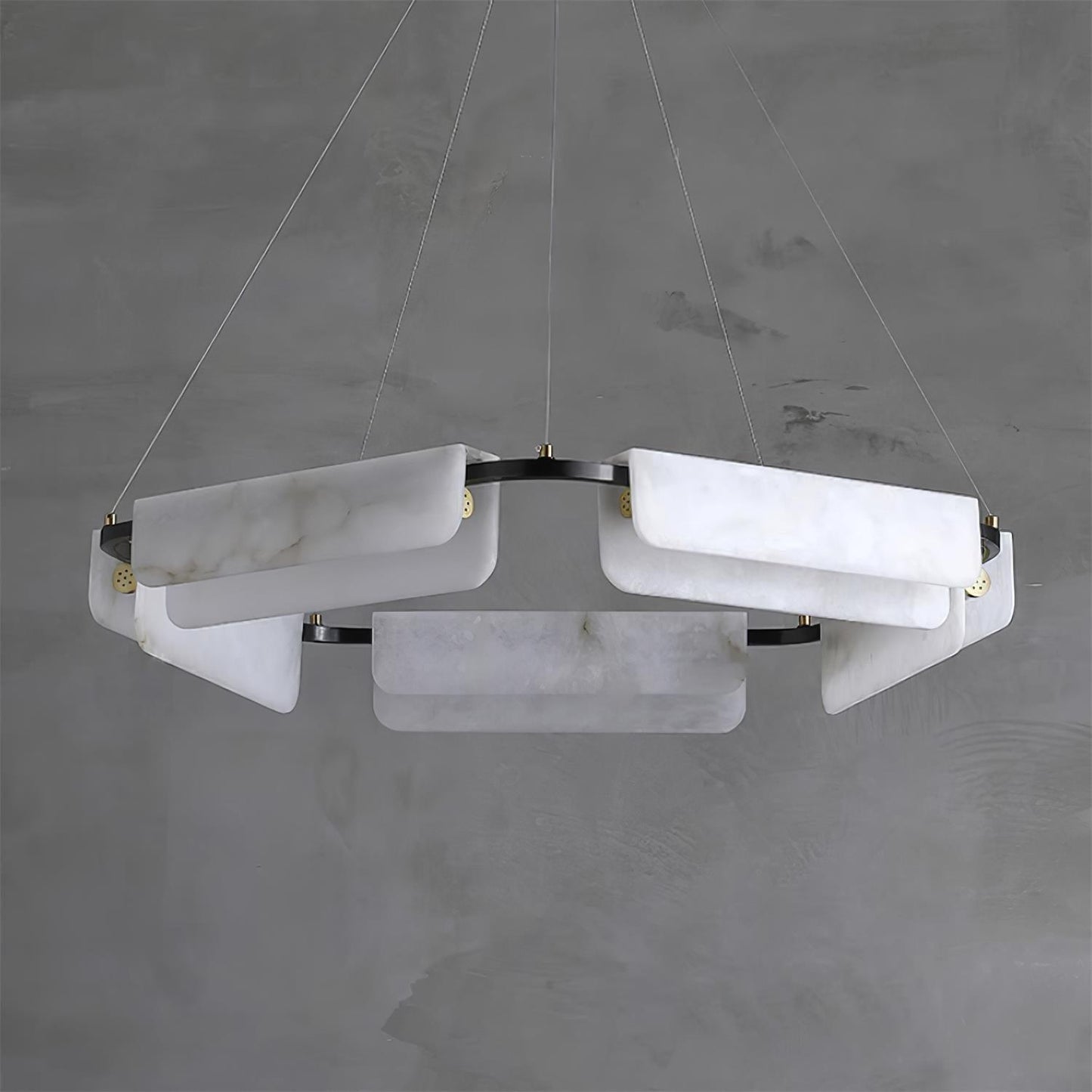 Delia Black & White Alabaster Chandelier with Integrated LED