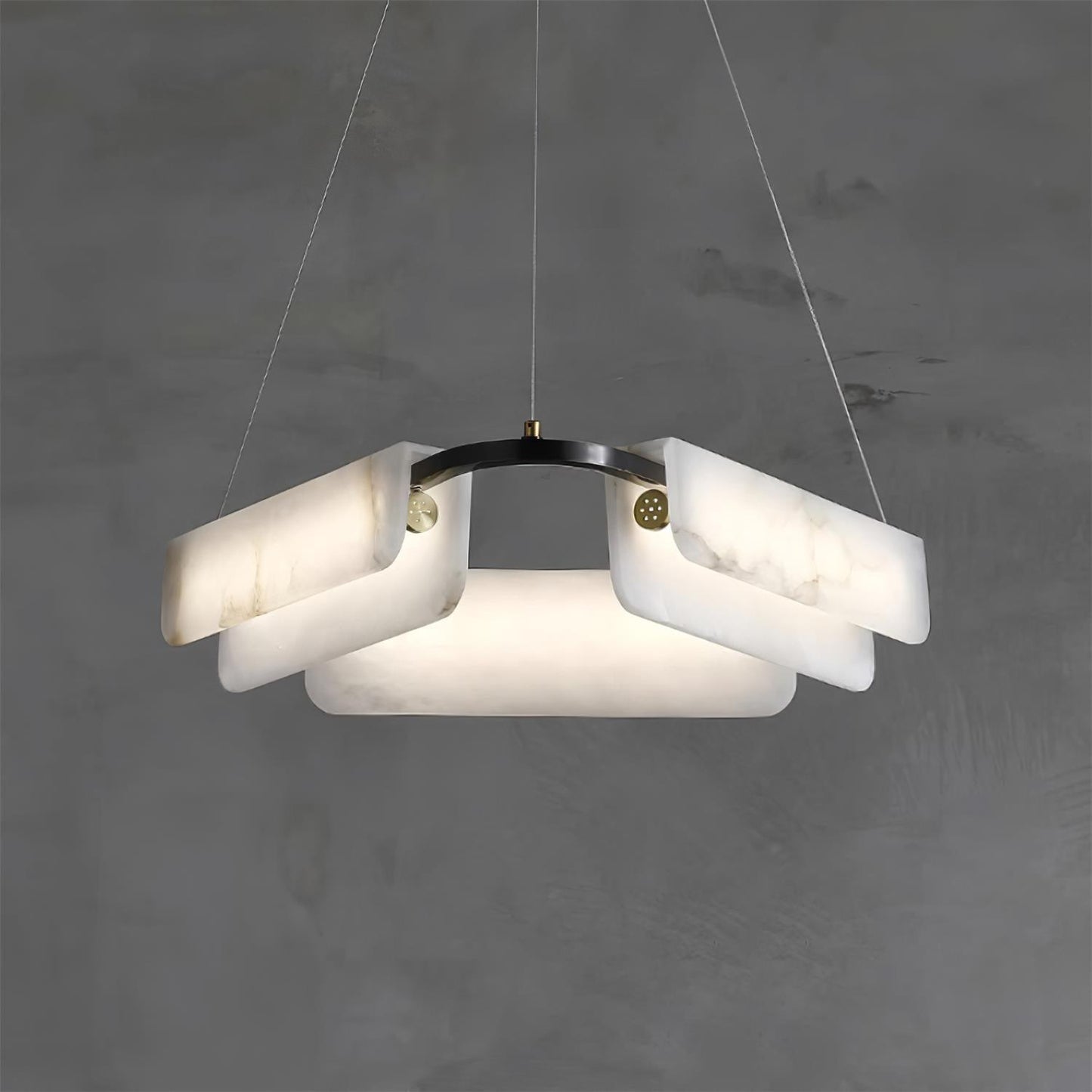 Delia Black & White Alabaster Chandelier with Integrated LED