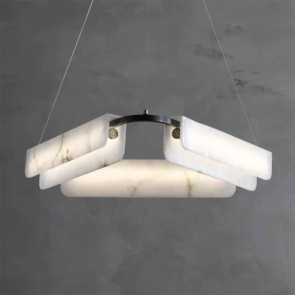 Delia Black & White Alabaster Chandelier with Integrated LED
