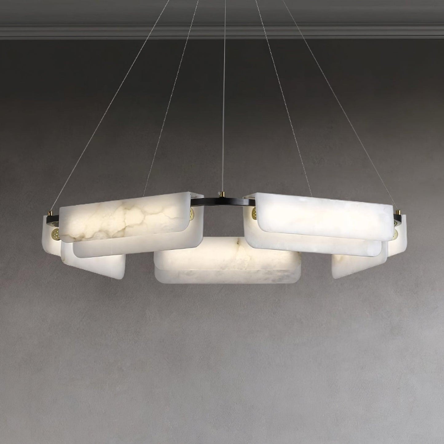 Delia Black & White Alabaster Chandelier with Integrated LED