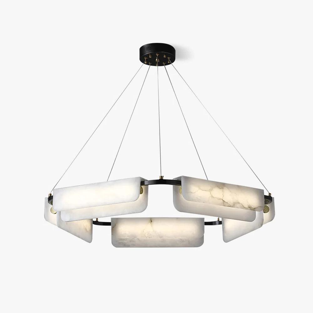 Delia Black & White Alabaster Chandelier with Integrated LED