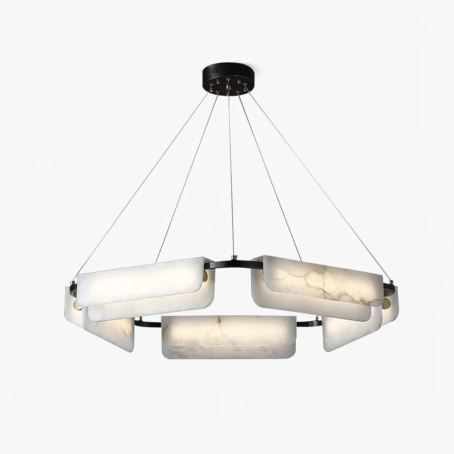 Delia Black & White Alabaster Chandelier with Integrated LED