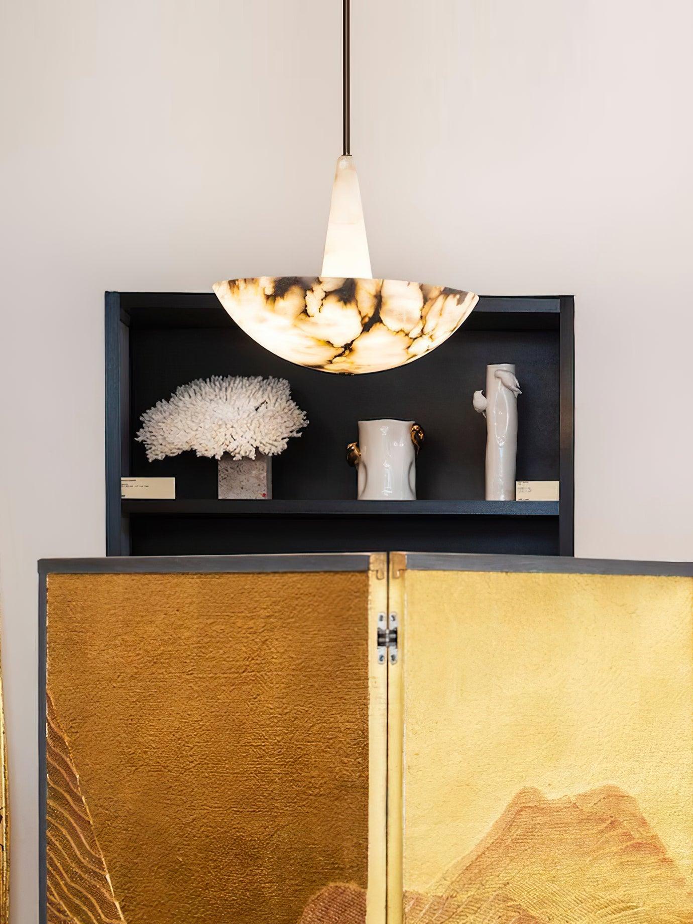 Elegant Domus Alabaster Chandelier with Integrated LED Premium