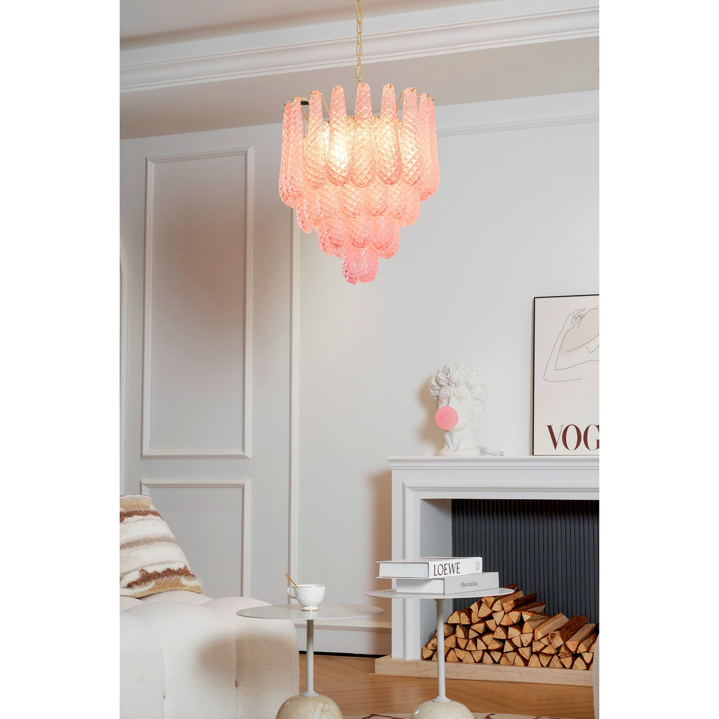 Murano Pink Glass Droplet Chandelier - YIOSI
