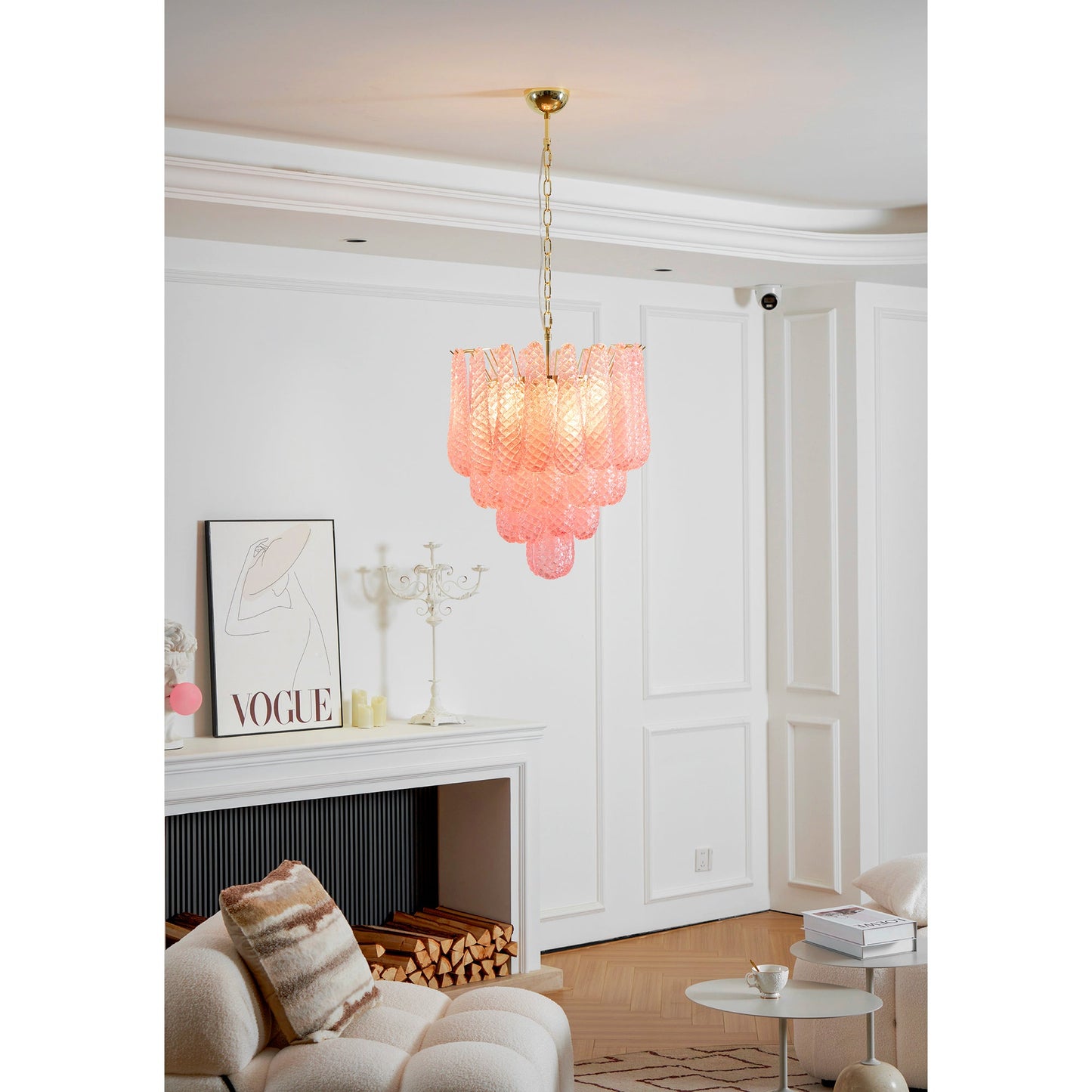 Murano Pink Glass Droplet Chandelier - YIOSI