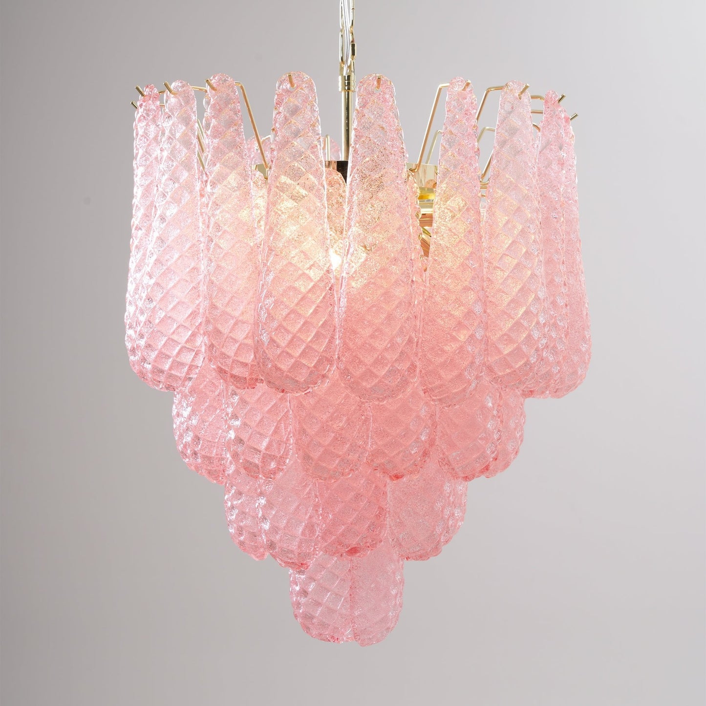 Murano Pink Glass Droplet Chandelier - YIOSI