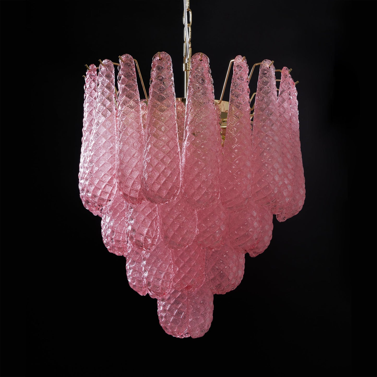 Murano Pink Glass Droplet Chandelier - YIOSI
