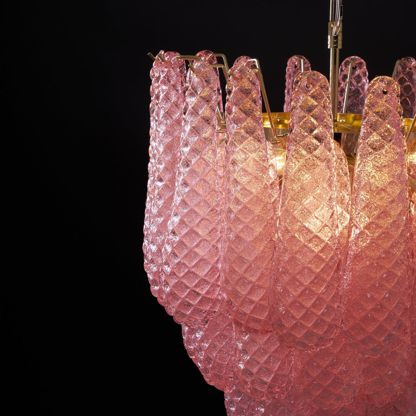Murano Pink Glass Droplet Chandelier - YIOSI
