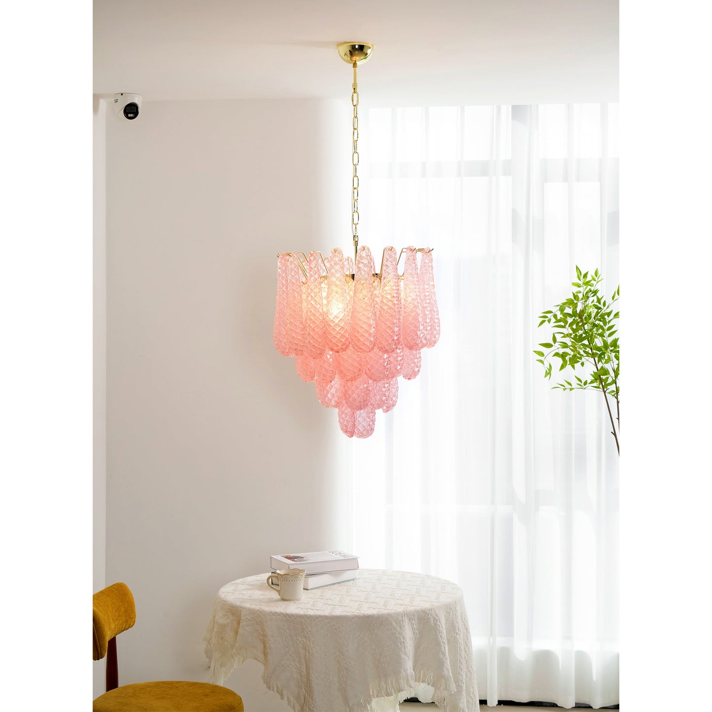 Murano Pink Glass Droplet Chandelier - YIOSI