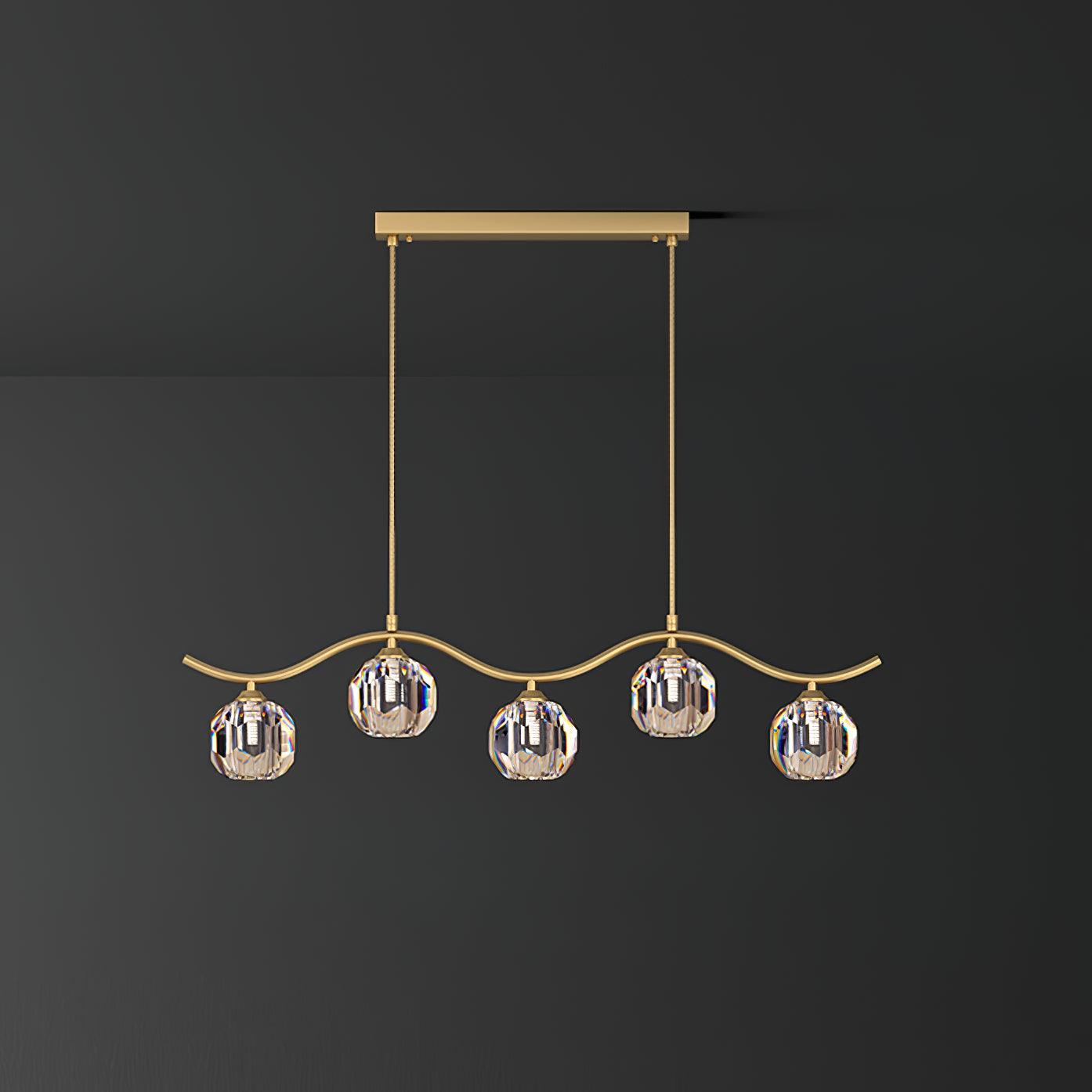 Eara Brass Crystal Chandelier with Adjustable LED Light