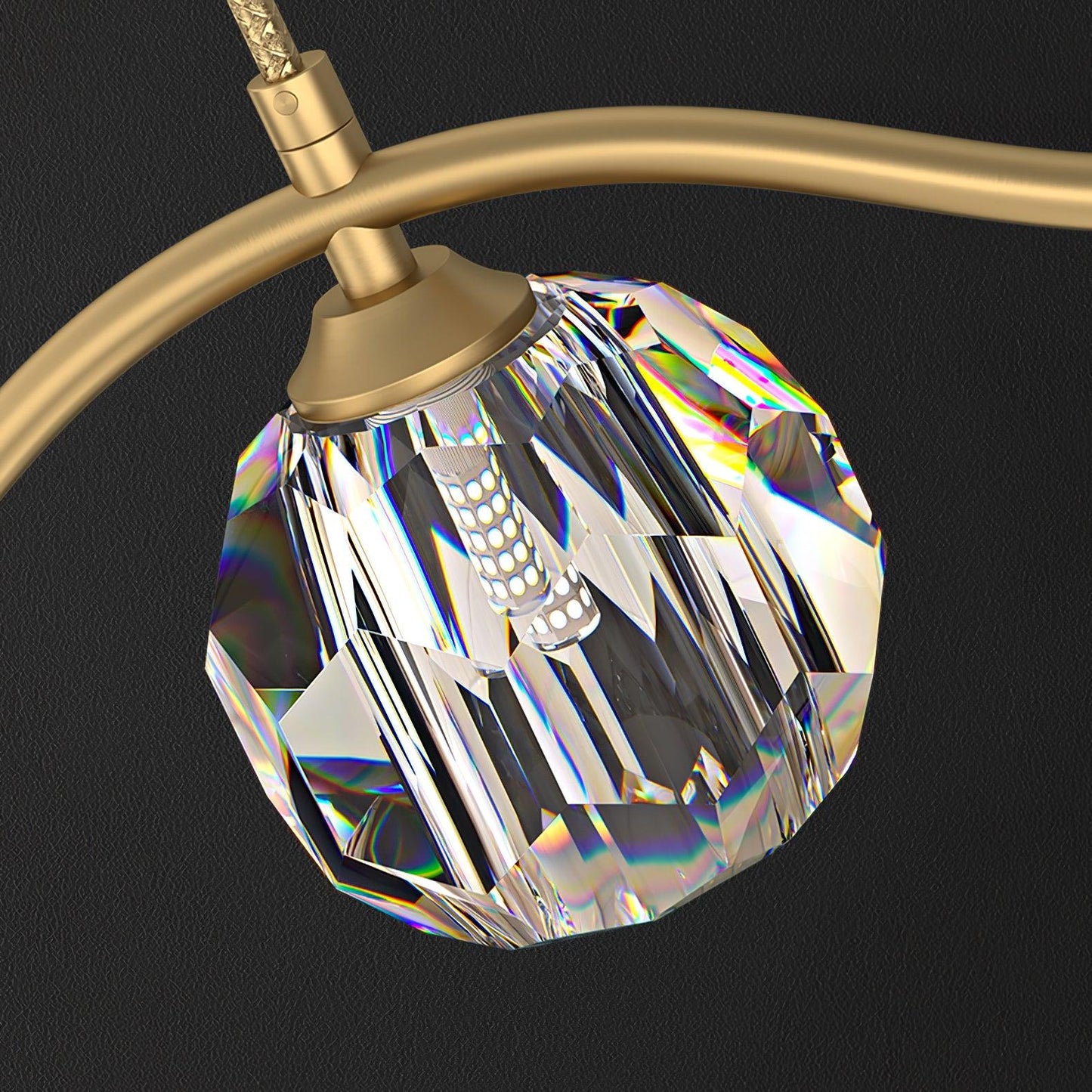 Eara Brass Crystal Chandelier with Adjustable LED Light