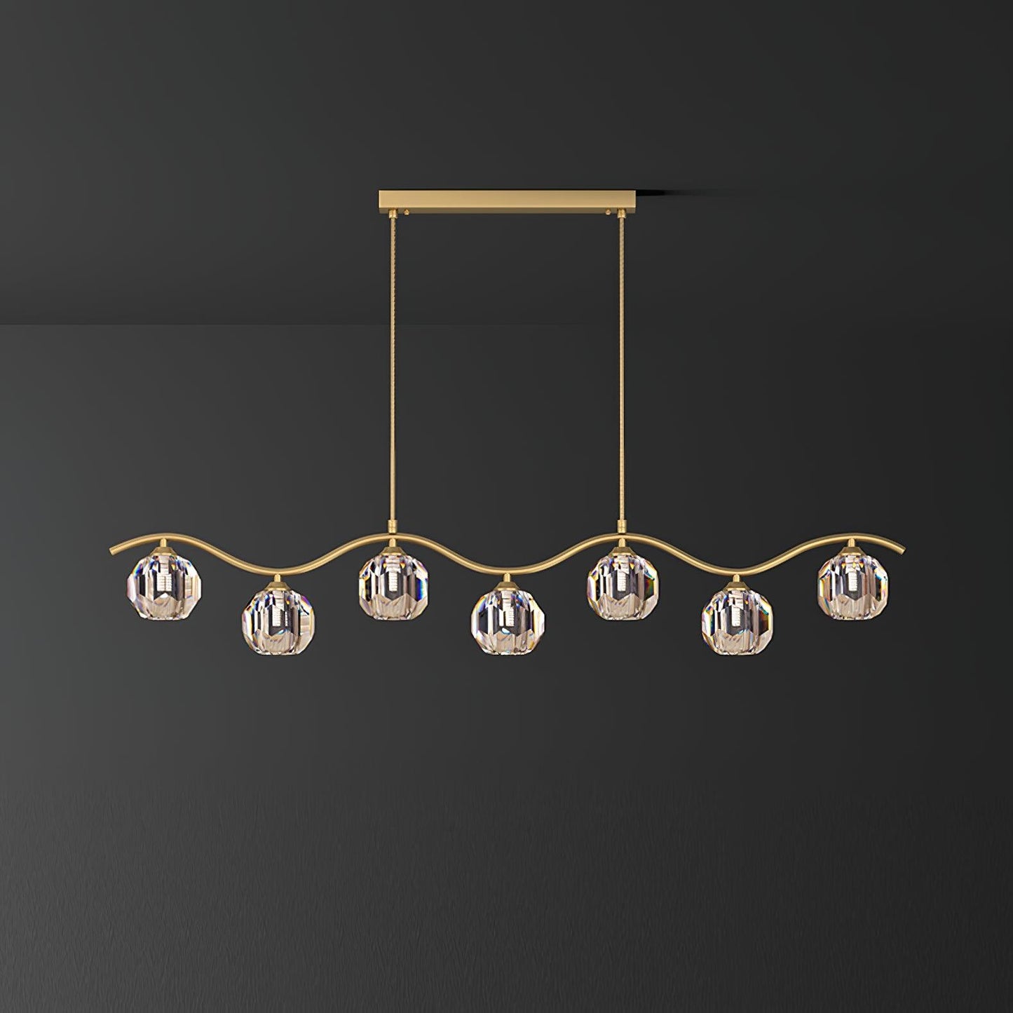 Eara Brass Crystal Chandelier with Adjustable LED Light