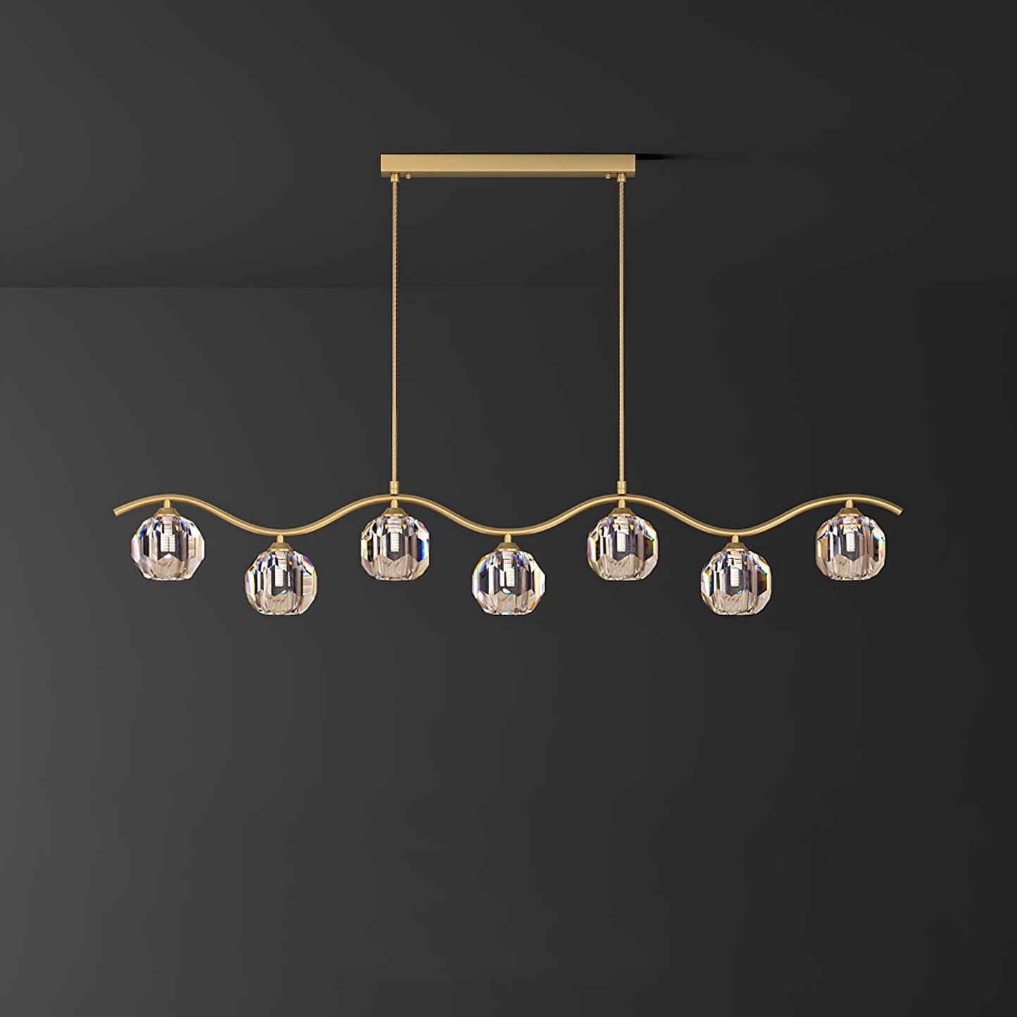Eara Brass Crystal Chandelier with Adjustable LED Light