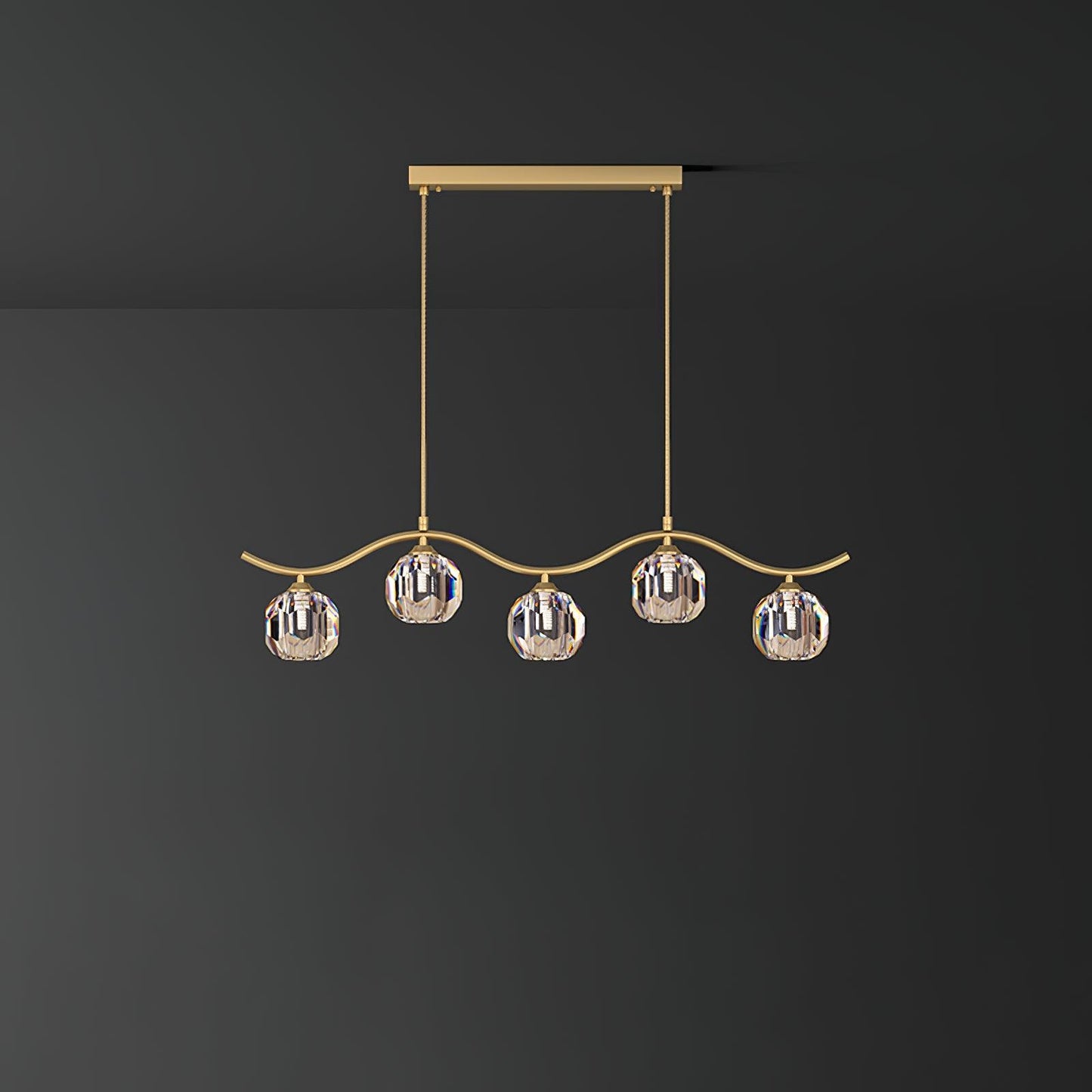 Eara Brass Crystal Chandelier with Adjustable LED Light
