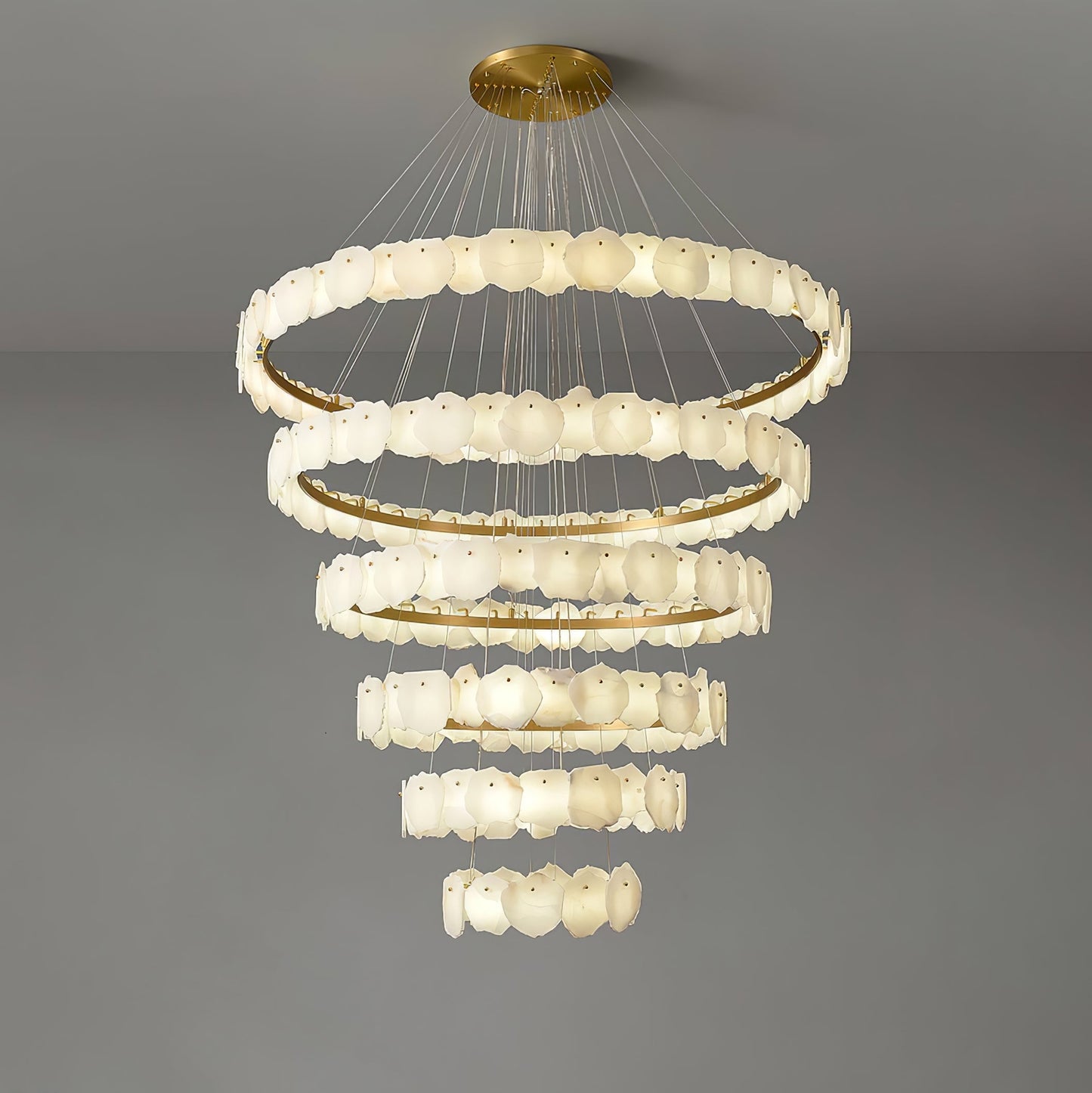 Ecliptica Spiral Alabaster Chandelier – Gold & White 4‑6 Layer Luxury Ceiling Light
