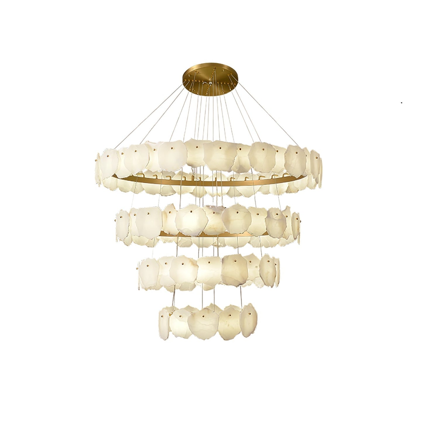 Ecliptica Spiral Alabaster Chandelier – Gold & White 4‑6 Layer Luxury Ceiling Light