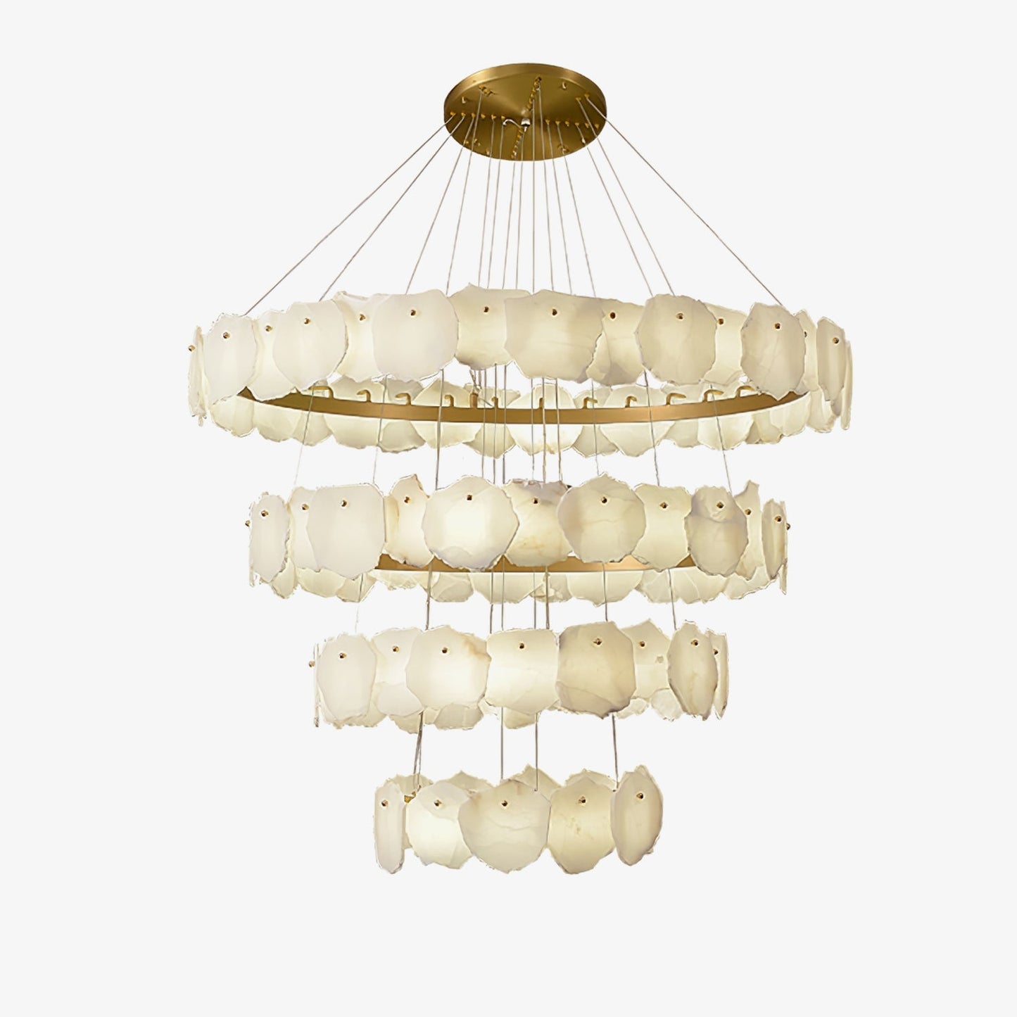 Ecliptica Spiral Alabaster Chandelier – Gold & White 4‑6 Layer Luxury Ceiling Light