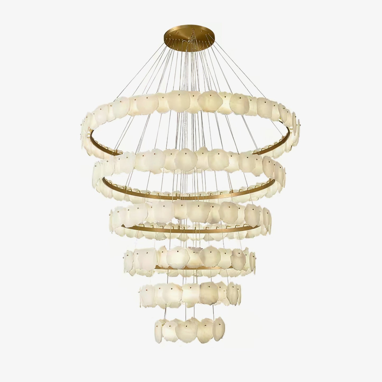 Ecliptica Spiral Alabaster Chandelier – Gold & White 4‑6 Layer Luxury Ceiling Light