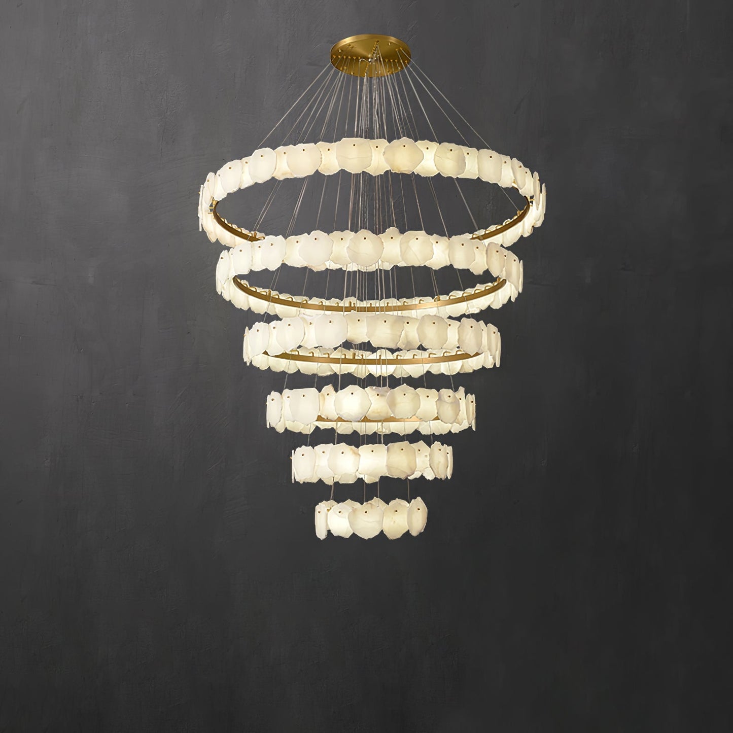 Ecliptica Spiral Alabaster Chandelier – Gold & White 4‑6 Layer Luxury Ceiling Light