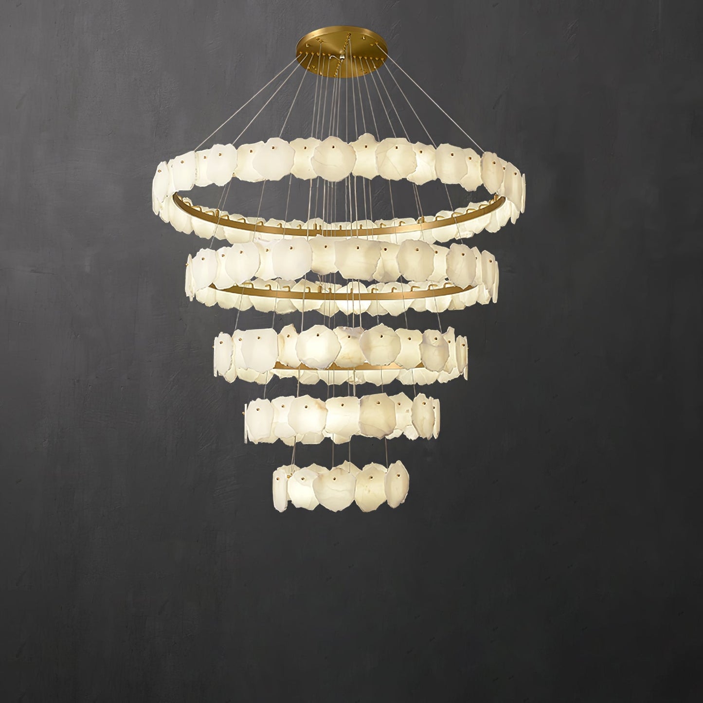 Ecliptica Spiral Alabaster Chandelier – Gold & White 4‑6 Layer Luxury Ceiling Light