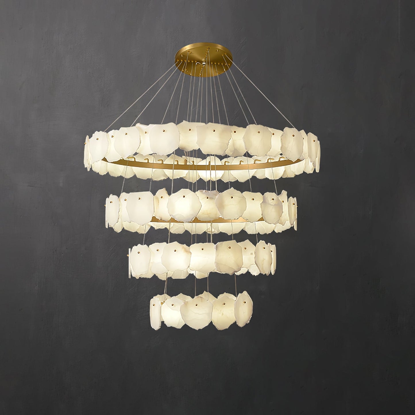 Ecliptica Spiral Alabaster Chandelier – Gold & White 4‑6 Layer Luxury Ceiling Light
