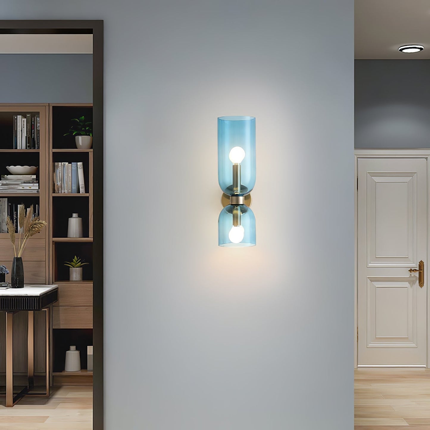 Edie Gold & Black Wall Lamp with Opal Glass