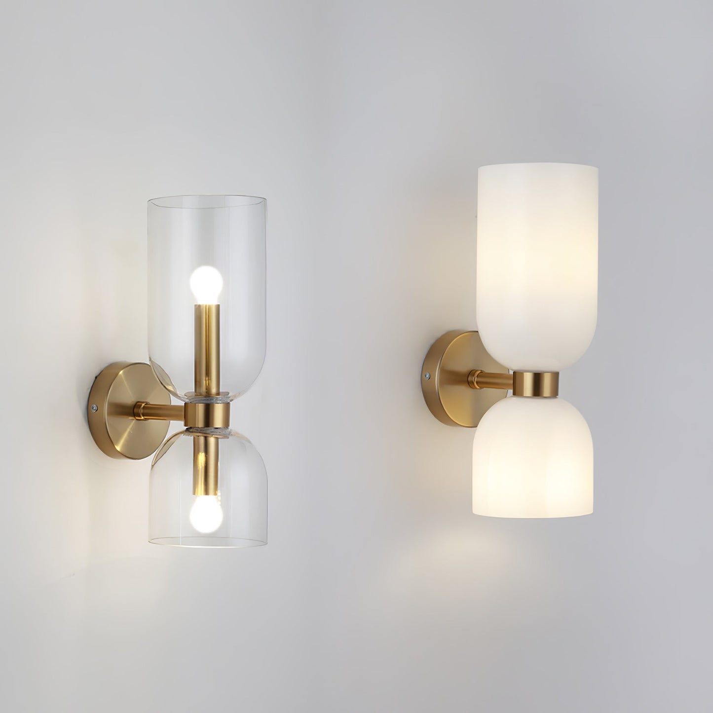 Edie Gold & Black Wall Lamp with Opal Glass
