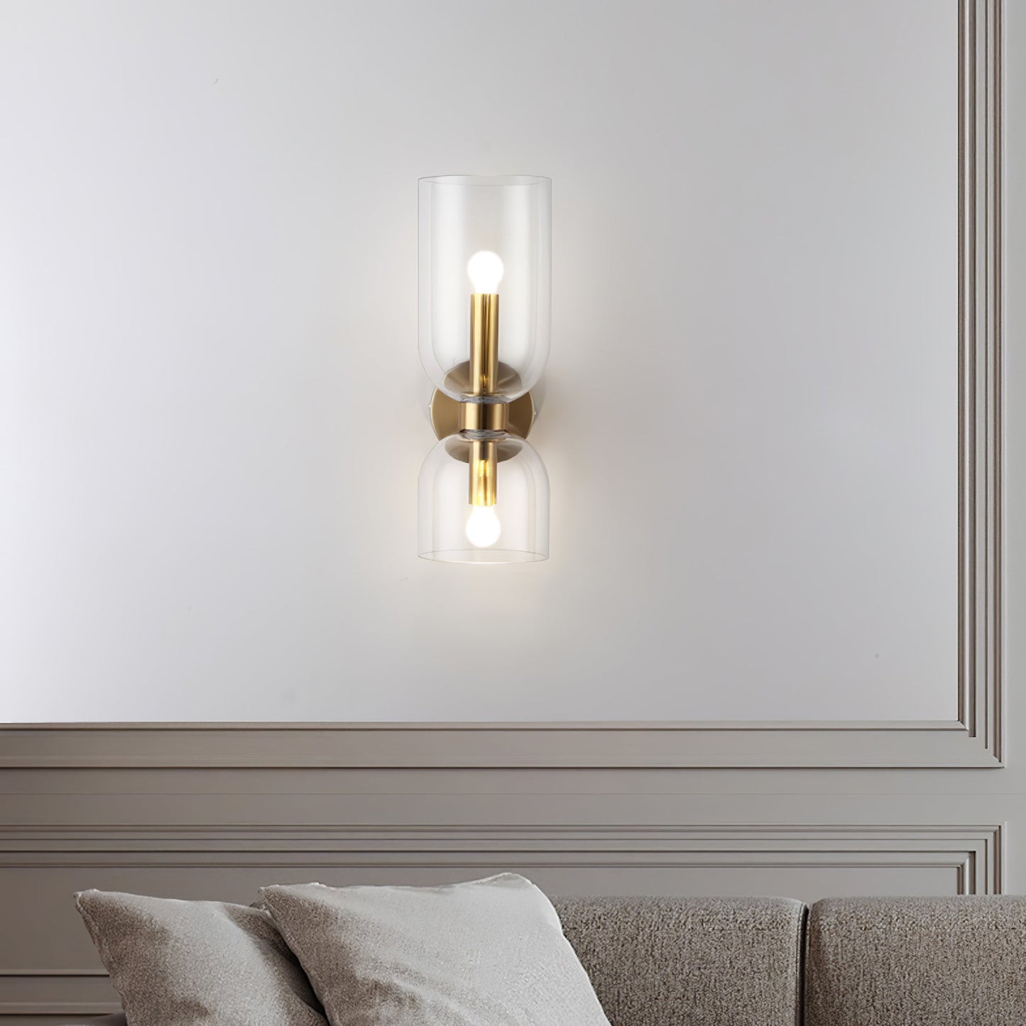 Edie Gold & Black Wall Lamp with Opal Glass