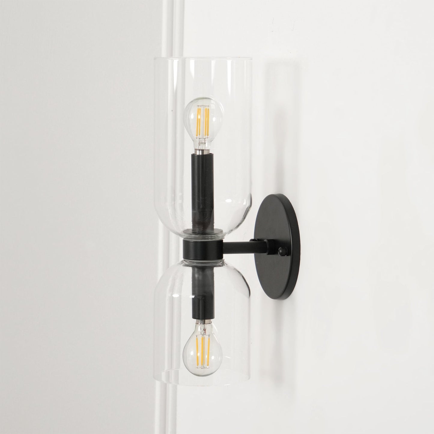 Edie Gold & Black Wall Lamp with Opal Glass