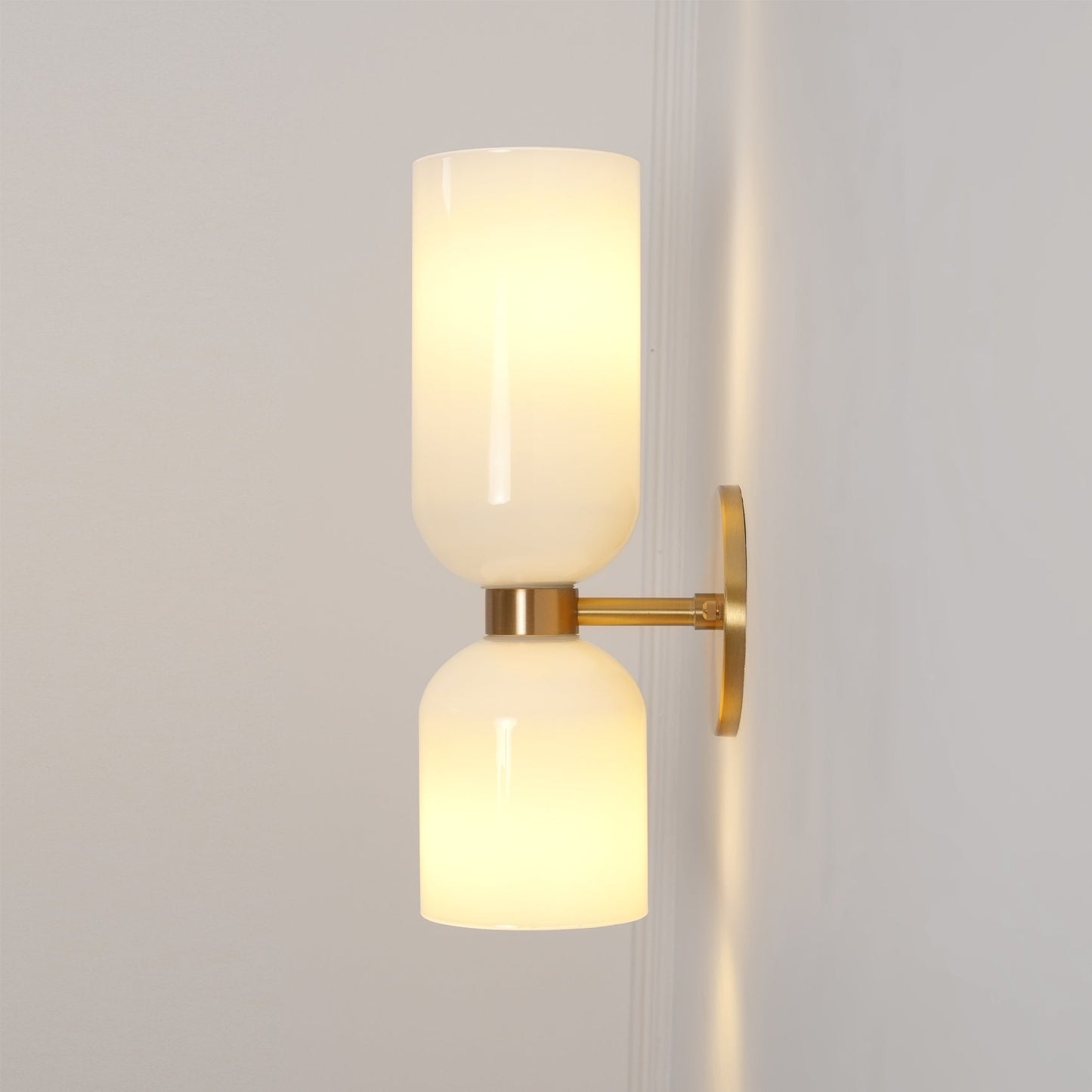 Edie Gold & Black Wall Lamp with Opal Glass